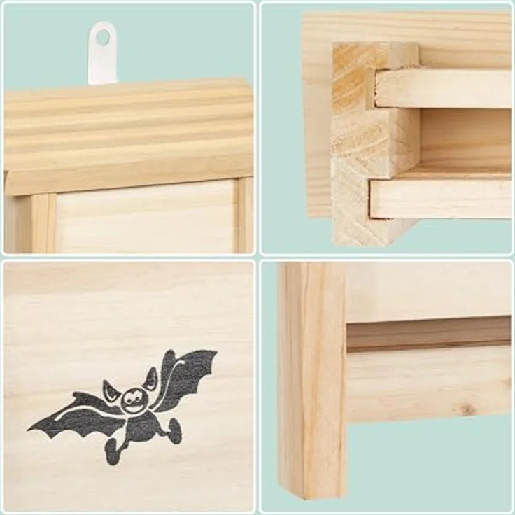 relaxdays Nistkasten Fledermauskasten 2er Set, unbehandeltes Holz mit Anflughilfe, natur – Bild 7