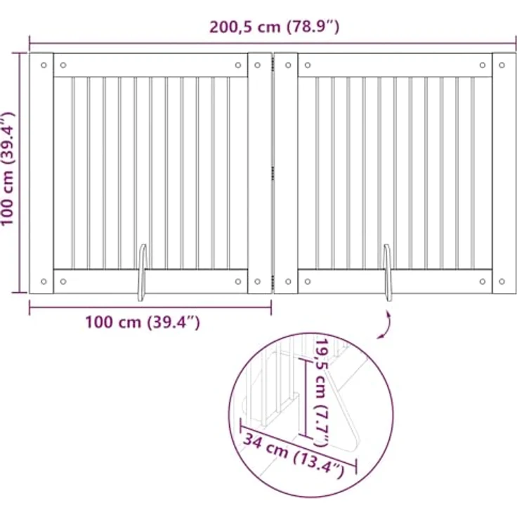 vidaXL Laufstall für Hunde, manuell, 2 Stück, tragbar, zusammenklappbar, Sonoma-Grau, 100 x 100 cm, ideal für Haustiere im Innenbereich – Bild 3