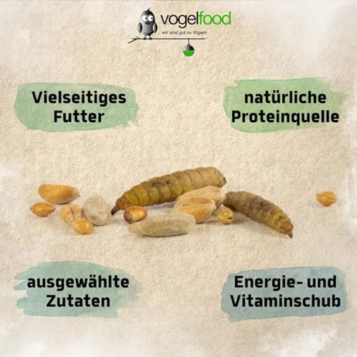 vogelfood Vogelfood 25 kg Streufutter ohne Schalen mit Mehlwürmern, Ganzjahresfutter für Wildvögel – Bild 3