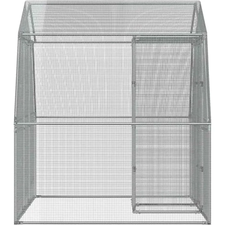 vidaXL Vogelvoliere mit Tür, Papageienkäfig aus silbernem verzinktem Stahl, 285 x 195 x 230 cm – Bild 5