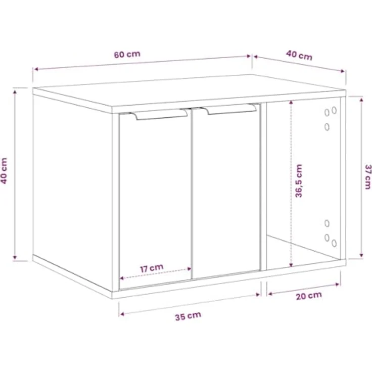 vidaXL Katzentoilette, Katzenklo Artisan-Eiche 60x40x40 cm Holzwerkstoff – Bild 4