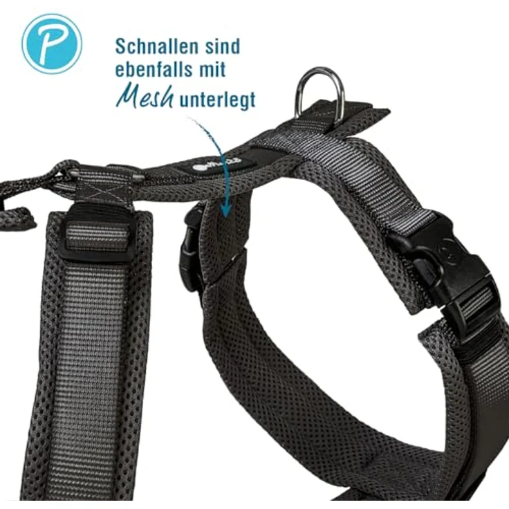 Petlando Brustgeschirr Mesh Y-Comfort in Schwarz, atmungsaktiv und pflegeleicht – Bild 4