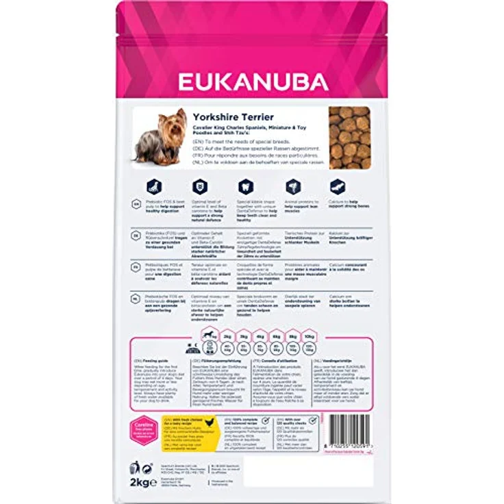 Eukanuba Breed Specific Yorkshire Terrier Trockenfutter, Premium Hundefutter mit Huhn für Yorkshire Terrier, 2 kg, unterstützt gesunde Haut und glänzendes Fell – Bild 2