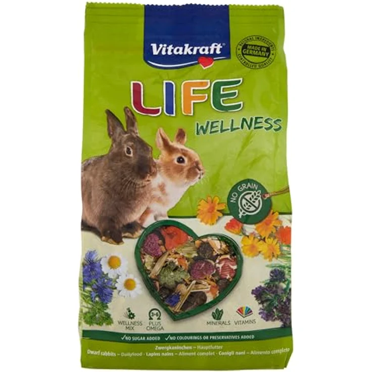 Vitakraft LIFE Wellness für Zwergkaninchen, 1kg hochwertiges Kleintierfutter mit ausgewogenen Nährstoffen – Bild 1