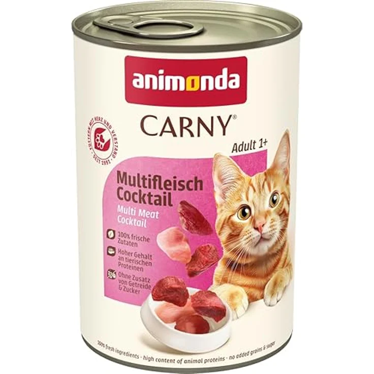 animonda Carny Adult Multi-Fleischcocktail, Katzen-Nassfutter mit Huhn, Rind und Wild, 6x400g, ohne Soja und Zucker – Bild 3