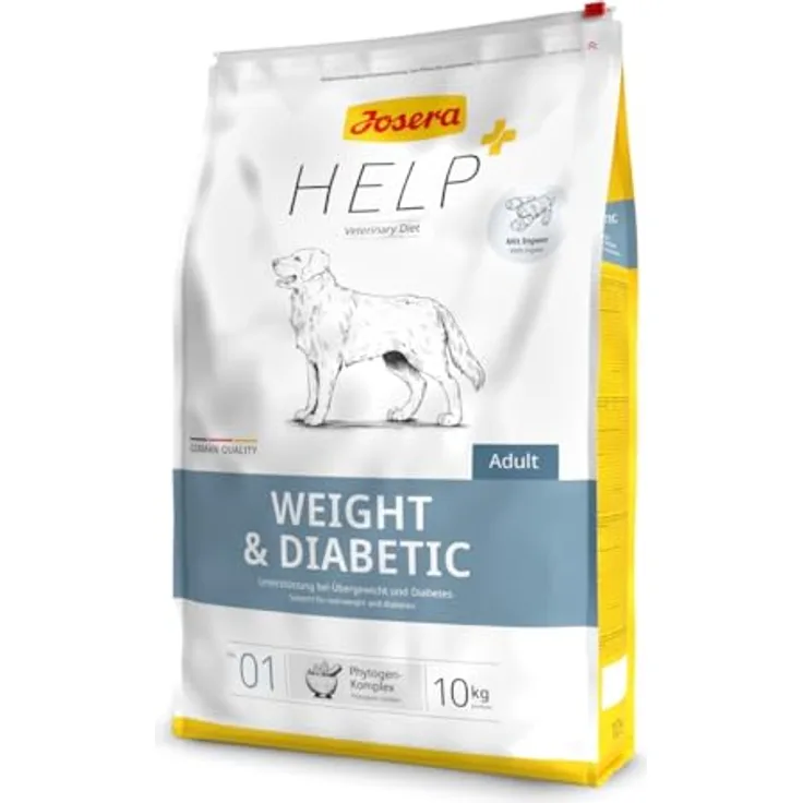 Josera Help Weight und Diabetic, Hunde-Trockenfutter zur Gewichtsreduktion und Blutzuckerregulation, 10kg