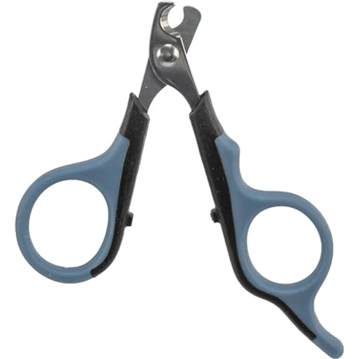 TRIXIE Krallenschere 8 cm für kleine Hunde, Katzen, Kleintiere und Vögel, Edelstahl mit gummiertem Griff, schwarz/blau - 2373 – Bild 2