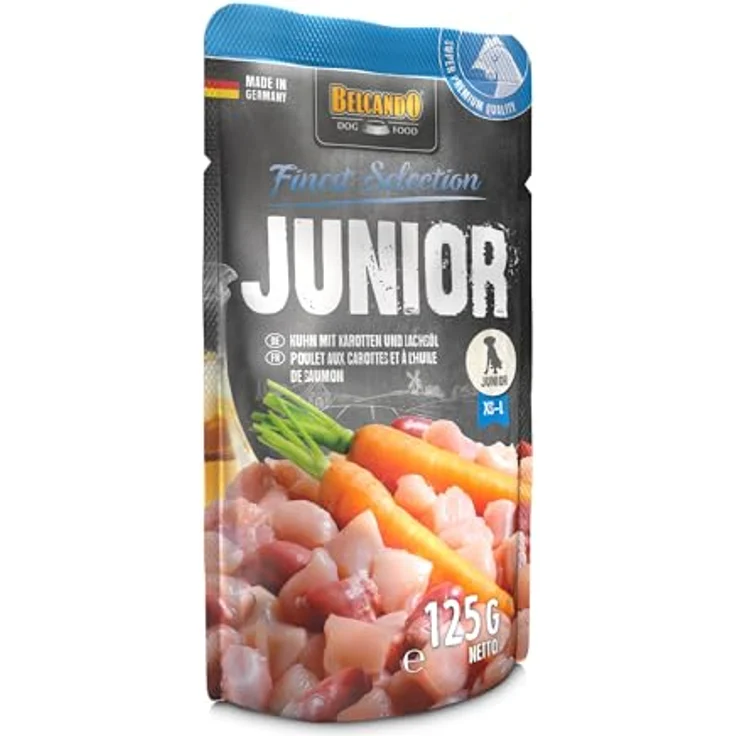 BELCANDO Junior Huhn mit Karotten, Nassfutter für Hunde, 12 x 125g im Portionsbeutel, Alleinfutter für alle Rassen – Bild 2
