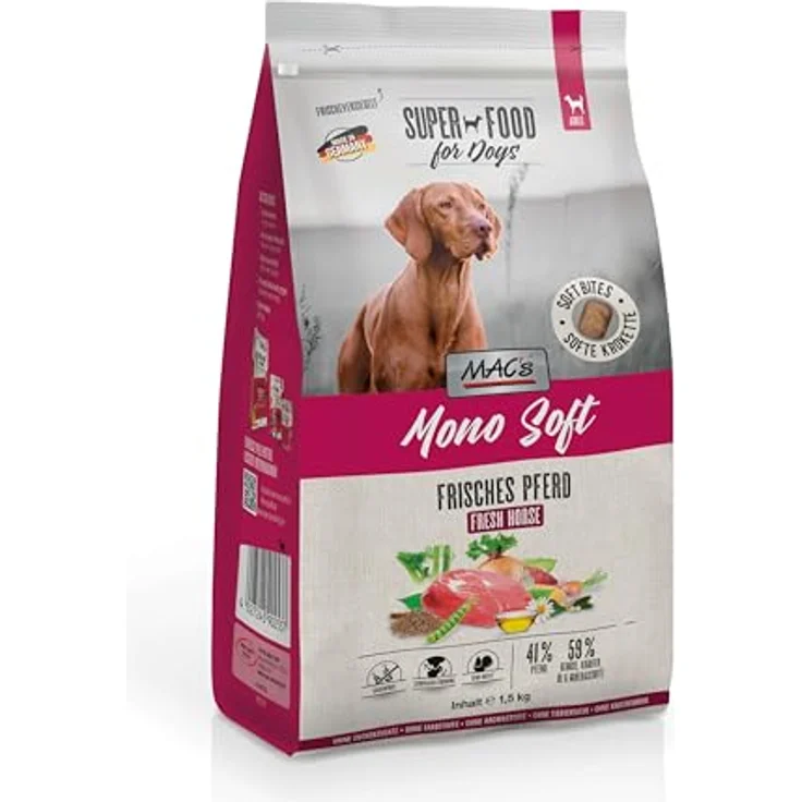 MAC's Dog Mono Soft Frisches Pferd, halbfeuchtes, getreidefreies Hunde-Trockenfutter, 1,5 kg – Bild 2