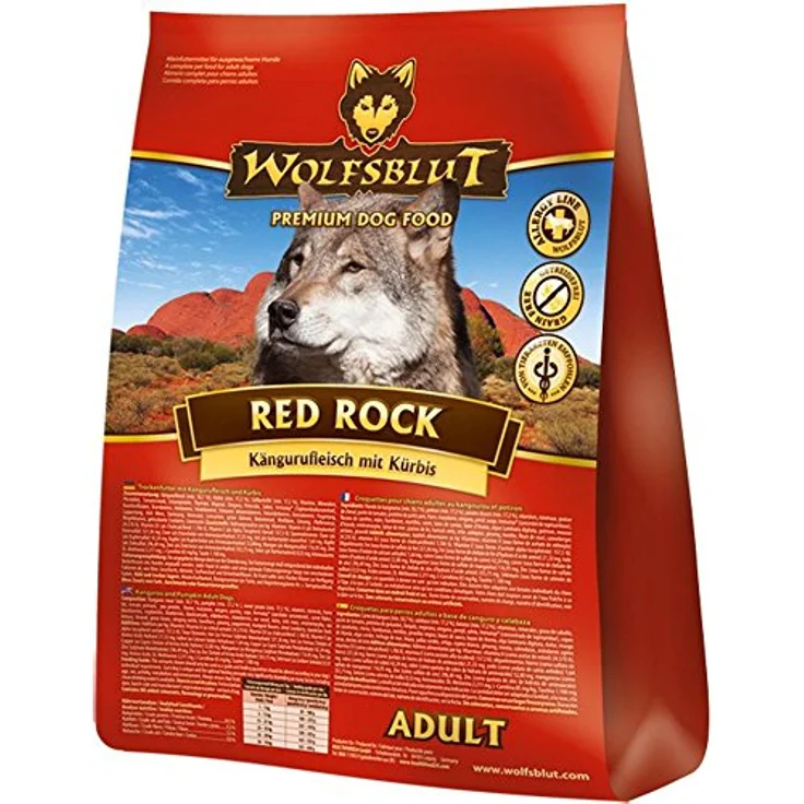 WOLFSBLUT Red Rock Adult, Trockenfutter mit Känguru und Superfoods, getreidefreies Alleinfutter, 2kg Beutel – Bild 3