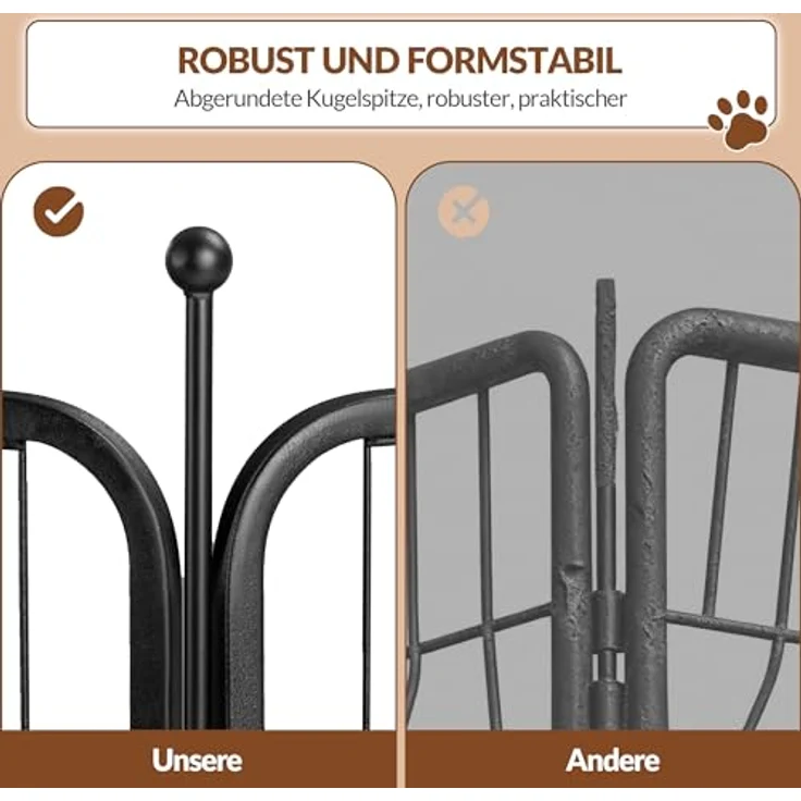 Fobyfurny Welpenauslauf Hundezaun Hundelaufstall, 80 cm Hoch, Schwarz, mit Bodenbündiger Komforttür und Doppelem Verriegelungsschutz – Bild 2