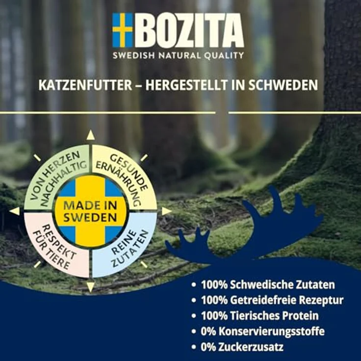 Bozita Katze Pouch Häppchen in Sauce Megabox, 48x85g, getreidefreies Nassfutter in 4 Geschmacksrichtungen (Lachs, Hering, Huhn, Rentier) mit 100 % tierischem Eiweiß – Bild 2