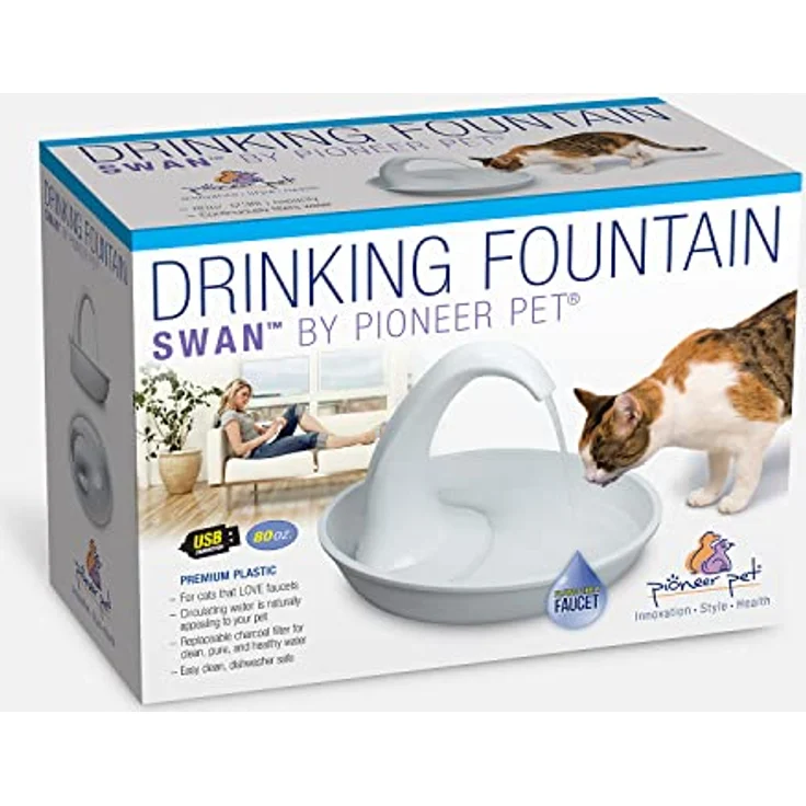 Pioneer Pet Swan Fountain, Katzentrinkbrunnen 2,36 l mit leisem Betrieb und BPA-freiem Kunststoff, weiß – Bild 12