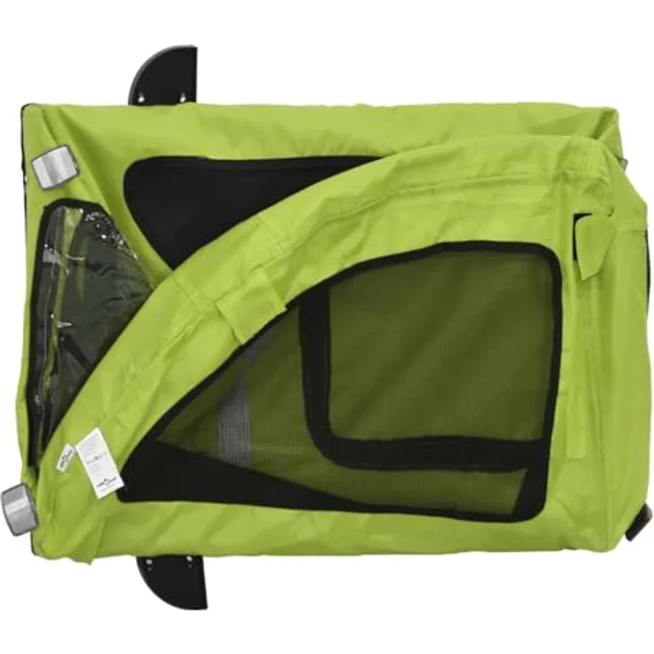 vidaXL Hunde-Transportbox Fahrradanhänger für Hunde Grün Oxford-Gewebe und Eisen, Robuster Rahmen und Komfortables Design – Bild 10