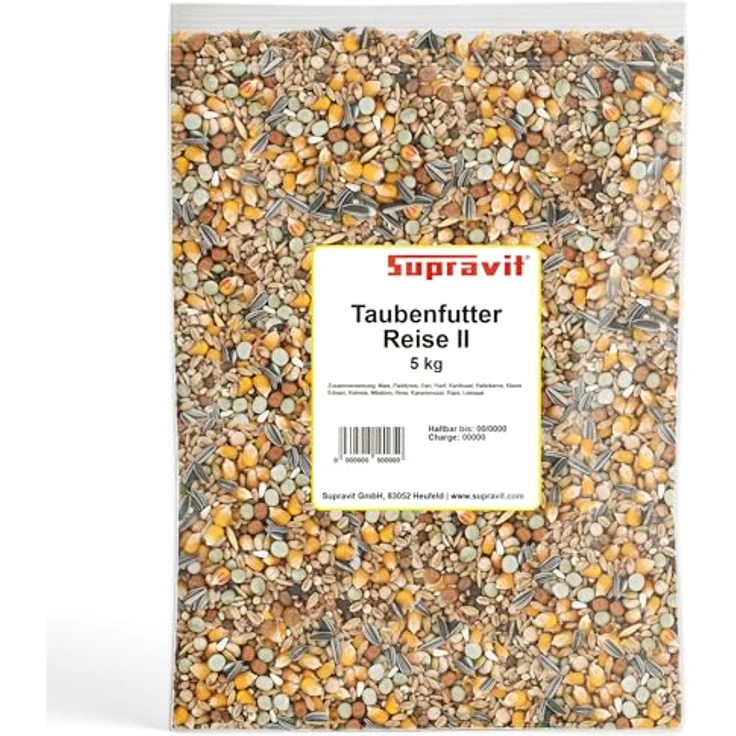Supravit Reise Taubenfutter 5kg, hochwertige Körnermischung ohne Weizen, unterstützt Kondition & Flugleistung für Zucht Tauben – Bild 1