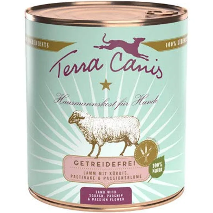 Terra Canis Lamm, Kürbis, Pastinake & Passionsblume, getreidefreies Nassfutter, 800g, 100% Lebensmittelqualität, glutenfrei, für Erwachsene Hunde