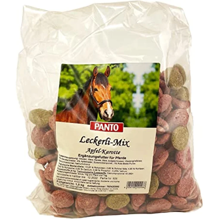 PANTO Leckerli Mix für Pferde Apfel & Karotte 1 kg – Pelletform, Zwei Geschmacksrichtungen, ideale Futterergänzung für Pferde und Ponys – Bild 1