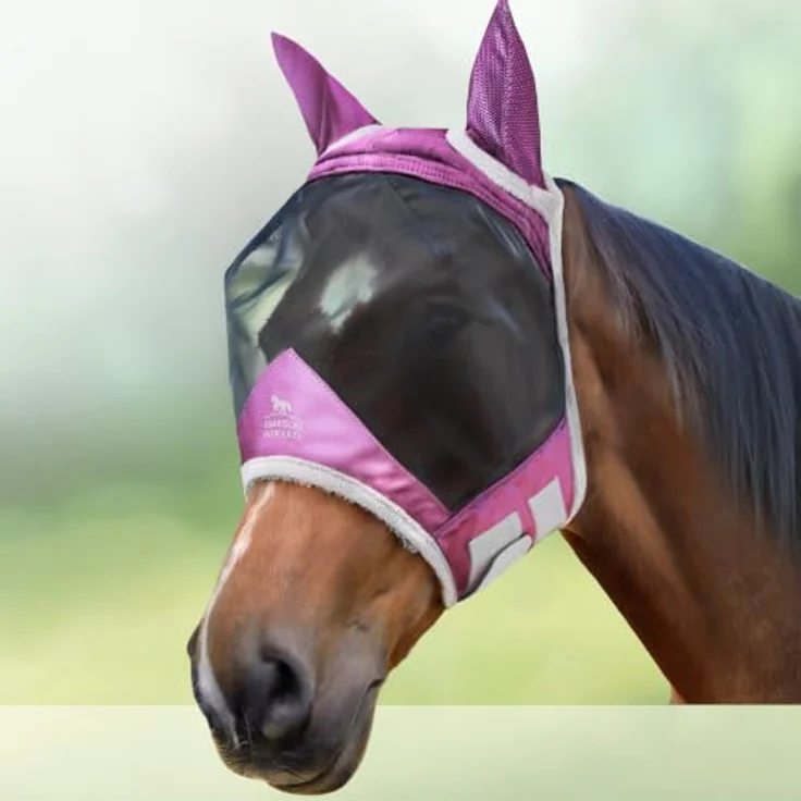 Harrison Howard CareMaster Pro Luminous Pferde Fliegenmaske mit UV-Schutz, Fleece-Polsterung, Ohrenschutz, Lavendel Lila, Warmblut (L) – Bild 1
