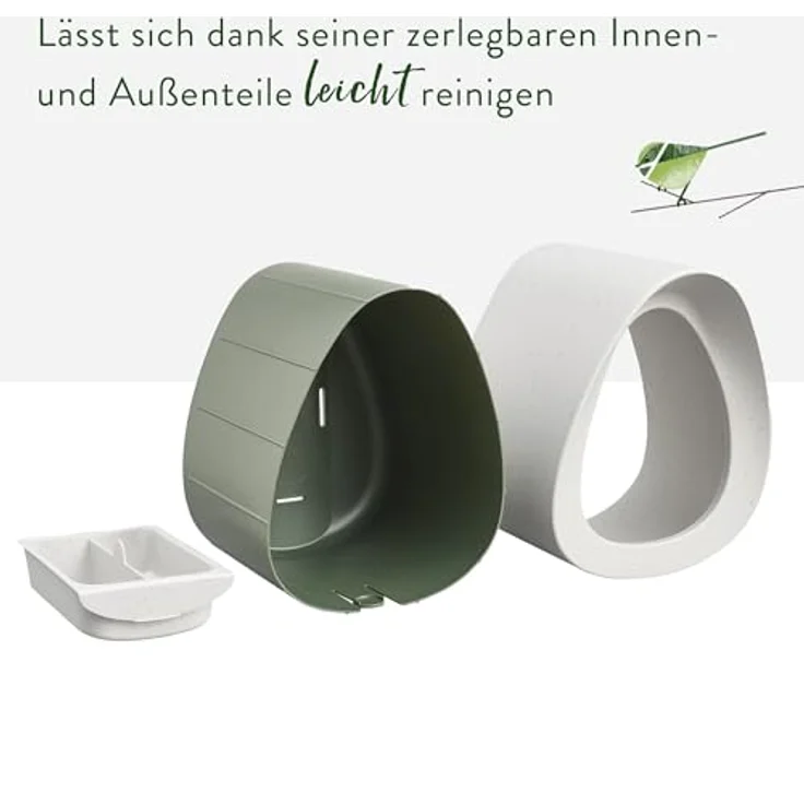 elho Essential Bird Feeder 18cm, Vogelfutterhaus und Vogeltränke aus 100% recyceltem Plastik, Grau/Faseriges Grau, L18 x B21.1 x H23 cm, multifunktionales Design mit Belüftungsöffnungen – Bild 3