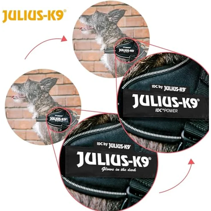 Julius-K9 Hunde-Geschirr IDC Powergeschirr schwarz, atmungsaktives Innenfutter, verstellbar, reflektierend, fluoreszierender Schriftzug – Bild 8