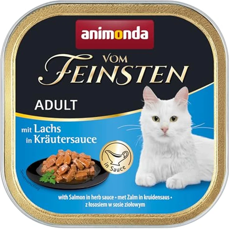 animonda vom Feinsten Adult Lachs in Kräutersauce, Katzen-Nassfutter 6x100g, fein-stückige Pasteten für ausgewachsene Katzen – Bild 3