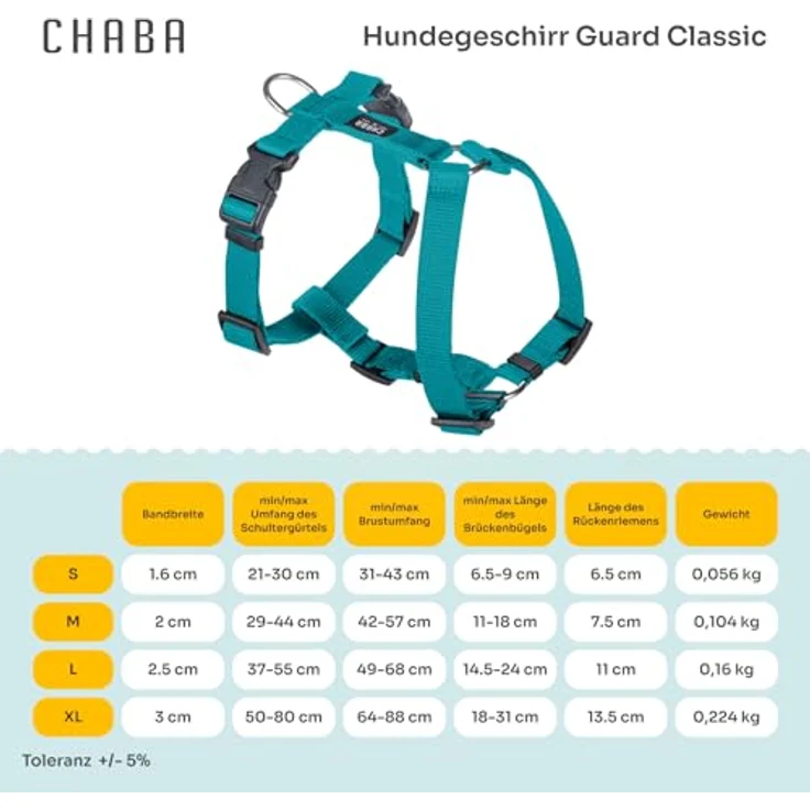 Chaba Guard Hundegeschirr, Anti-Zug & Würgen, verstellbar und ergonomisch, für mittelgroße Hunde, Größe L, MEERES – Bild 2