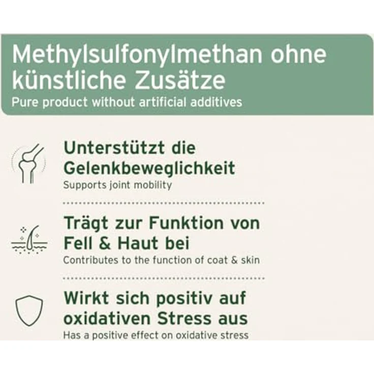 AniForte MSM Pulver 300g, reines Methylsulfonylmethan für Hunde und Katzen zur Gelenkunterstützung und Stoffwechselverbesserung – Bild 3