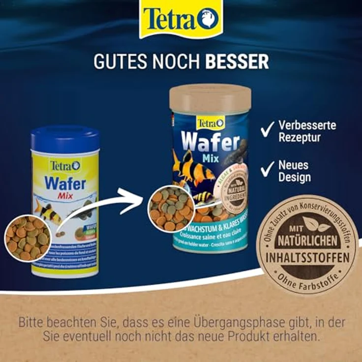 Tetra Wafer Mix, Fischfutter für Bodenfische und Krebse, nährstoffreich mit Shrimps und Spirulina, 250 ml Dose – Bild 2