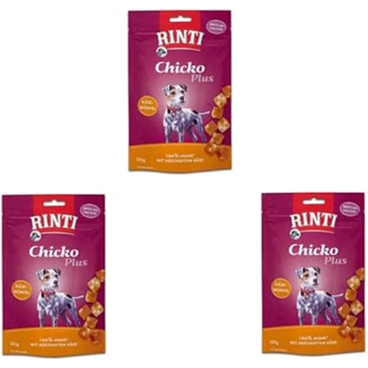 Rinti Chicko Plus Käsewürfel, Hühnersnack mit Käse und Echt-Fleischgarantie, 225 g