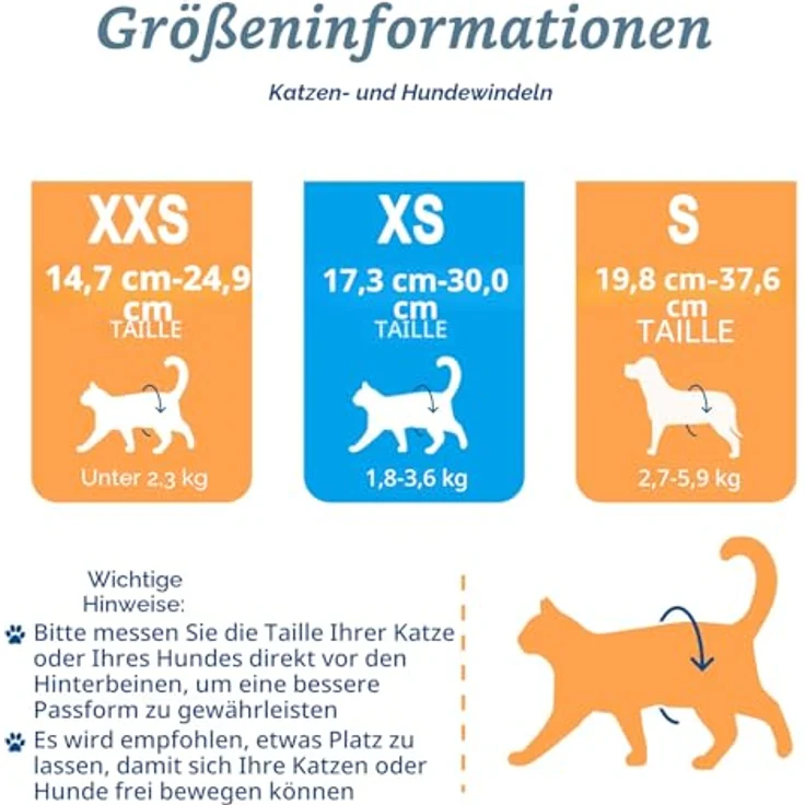 MICOOYO Einweg Katzenwindel, Super Saugfähige Haustierwindeln für kleine Katzen und Hunde, Auslaufsichere und elastische Windeln in Orange, XXS, 24 Stück – Bild 2