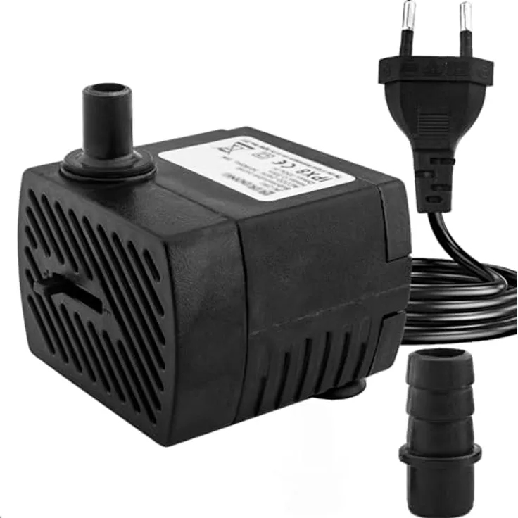 COKDEZ Mini Wasserpumpen, 350L/H, 5W, ultra leise Aquarium pumpe mit 1,5 m Netzkabel, 2 Düsen, ideal für Teich und Hydrokultur