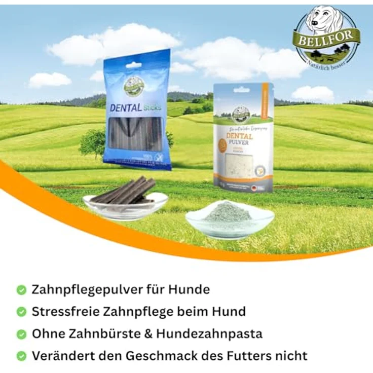 Bellfor Zahnpflege Sparset, optimale Zahnpflege für Hunde, Dental Pulver 80 g + 4 x 100 g Dental Sticks + 100 ml Dental Spray – Bild 5