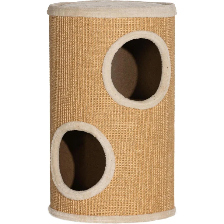 JTI GmbH Kratztonne, 60 cm Hoch mit 2 Höhlen, Sisal-Kratzbaum für Katzen bis 5 kg, Braun-Beige