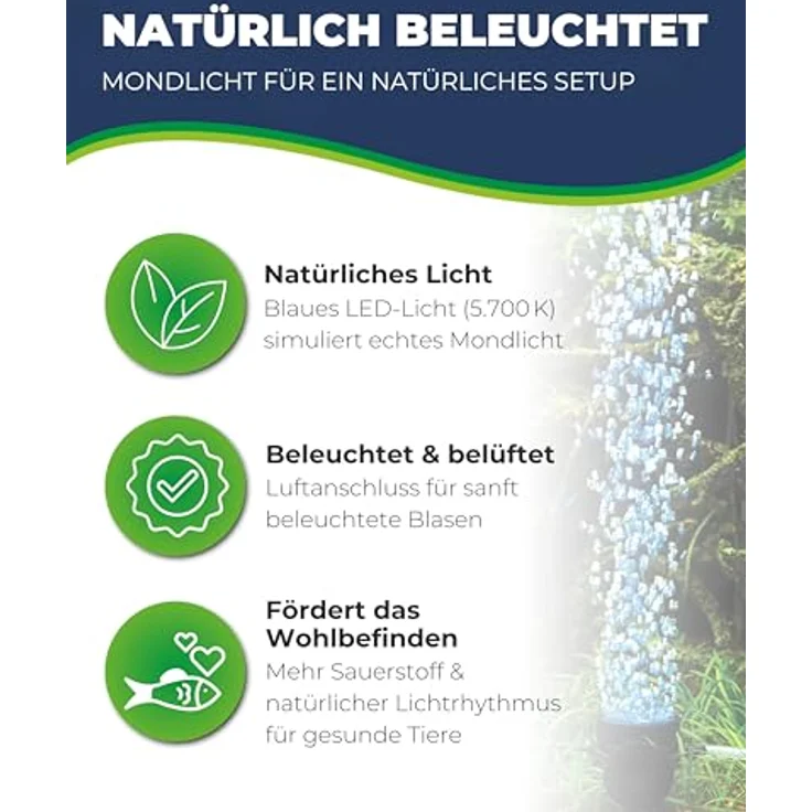 Hobby Aqua Bubble Air Spot Moon, tauchfähiger Hochleistungs-LED-Spot mit Diffusionsfunktion für Aquarienbeleuchtung – Bild 2