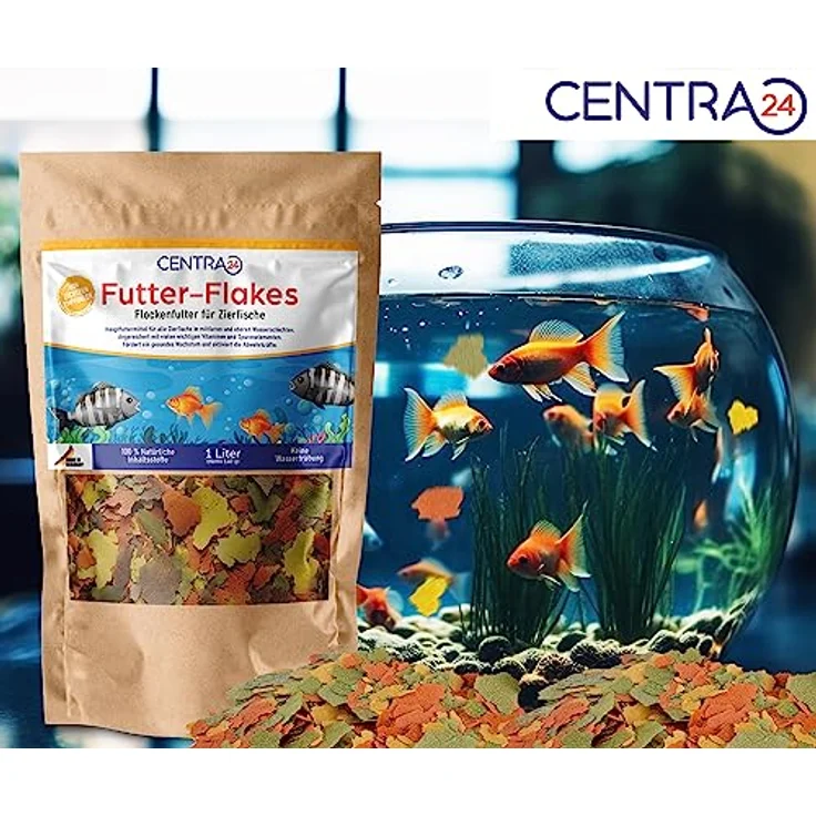 Centra24 Premium Fischfutter 1L, Futter-Flakes für Süßwasserfische mit 100% natürlichen Zutaten und ohne Konservierungsstoffe – Bild 4