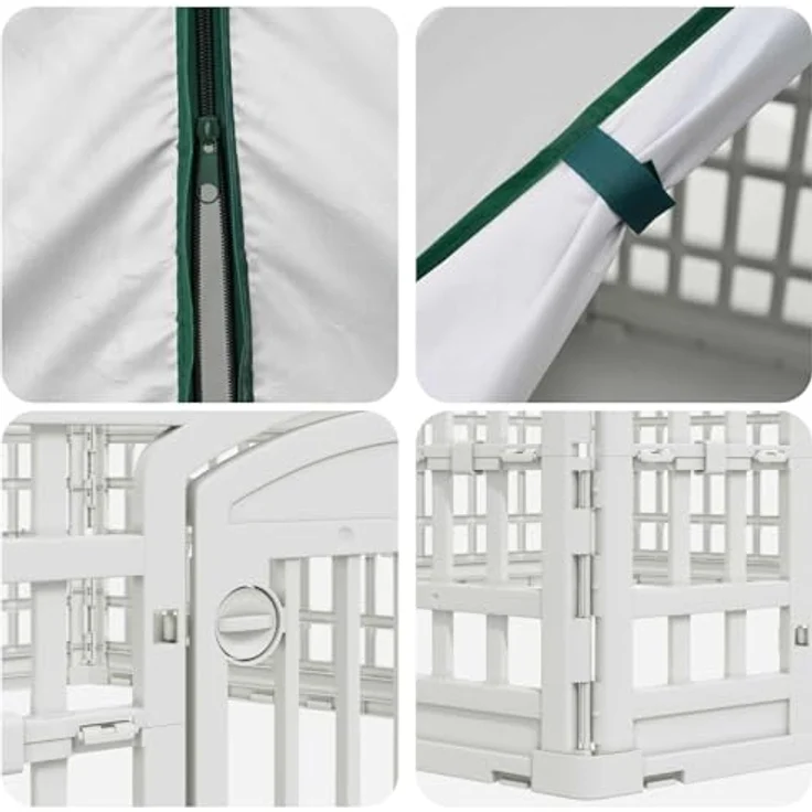 vidaXL Freigehege 6-Panel-Hundespielplatz, flexibles Kunststoffdesign, 177,5 x 154,5 x 112 cm, wetterbeständig, weiß – Bild 7