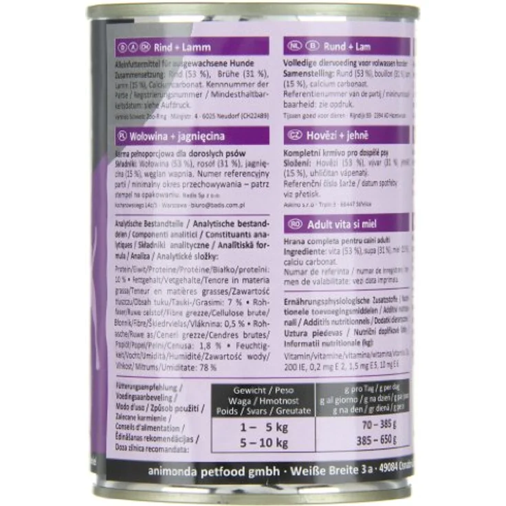 animonda GranCarno Adult Rind und Lamm, Getreidefreies Hunde-Nassfutter, 6x400g – Bild 2