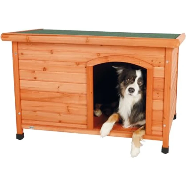 Trixie natura Hundehütte Classic mit Flachdach braun M-L: 104 × 72 × 68 cm – Bild 8