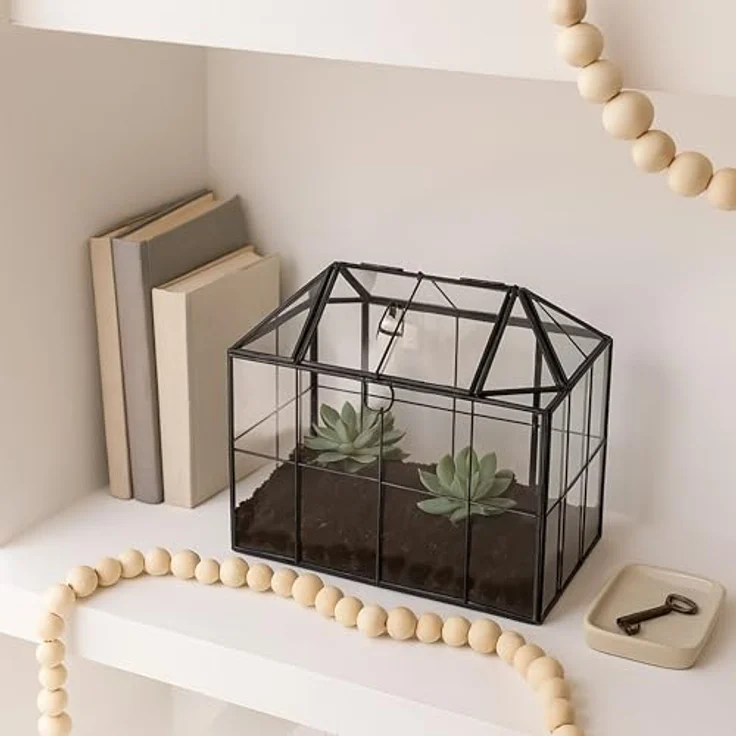 Relaxdays Modernes Pflanzenterrarium Glas, Deko-Hausform für Sukkulenten und Moos, 20 x 24,5 x 13,5 cm – Bild 2