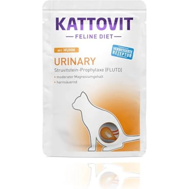 KATTOVIT Urinary Nassfutter für Katzen, Diätfutter mit Huhn im Frischebeutel, 24 x 85 g, zur Unterstützung bei Harnwegserkrankungen – Bild 2