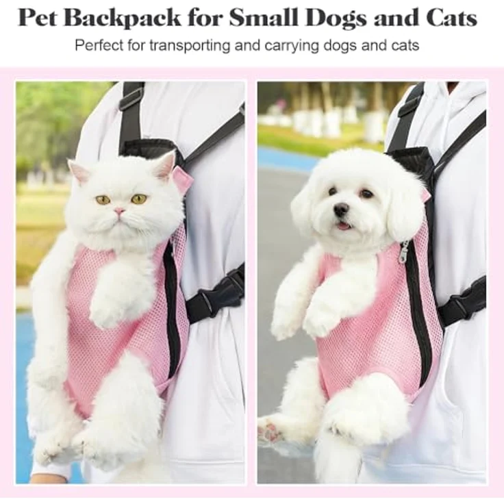 HMCEY Haustier Rucksack, Verstellbarer Tragerucksack für Kleine Hunde und Katzen, Atmungsaktive Tragetasche, Faltbare Reisetasche bis 8 kg, Schwarz – Bild 5