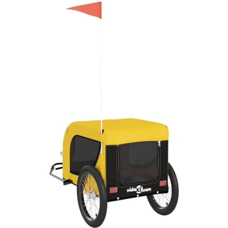 vidaXL Hunde-Transportbox Fahrradanhänger Gelb und Schwarz Oxford-Gewebe Eisen, 45 kg Tragfähigkeit - Preisvergleich – Bild 8