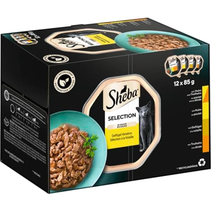 Sheba Multipack Selection in Sauce, Katzen-Nassfutter mit Huhn und Truthahn, 12 x 85g – Bild 1