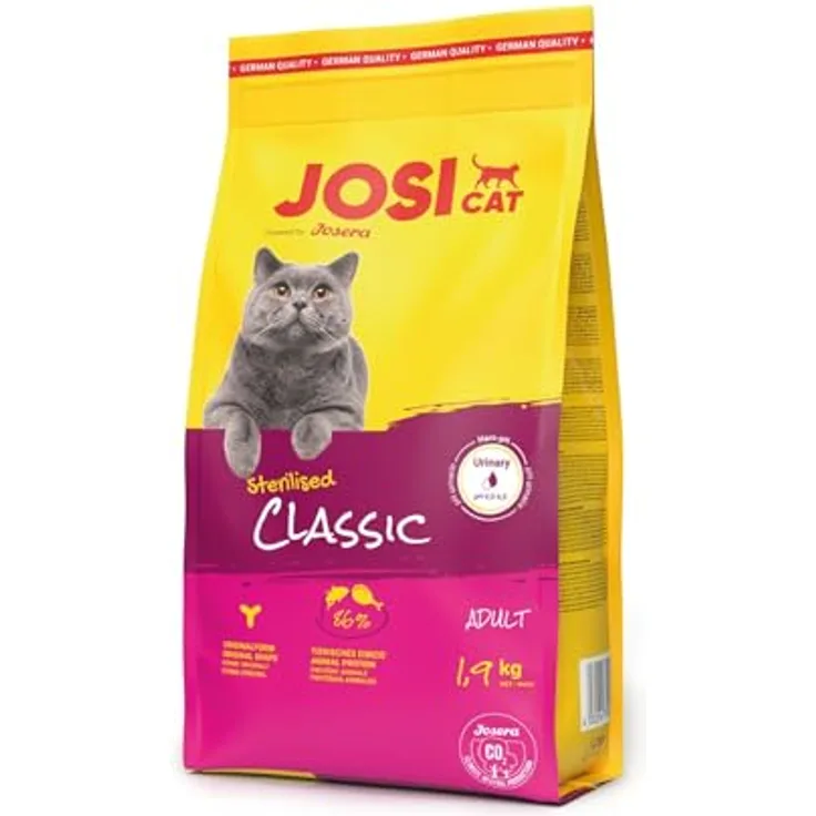 JosiCat Sterilised Classic, Premium Trockenfutter für kastrierte Katzen, mit wenig Fett und viel Protein, 3 x 1,9 kg