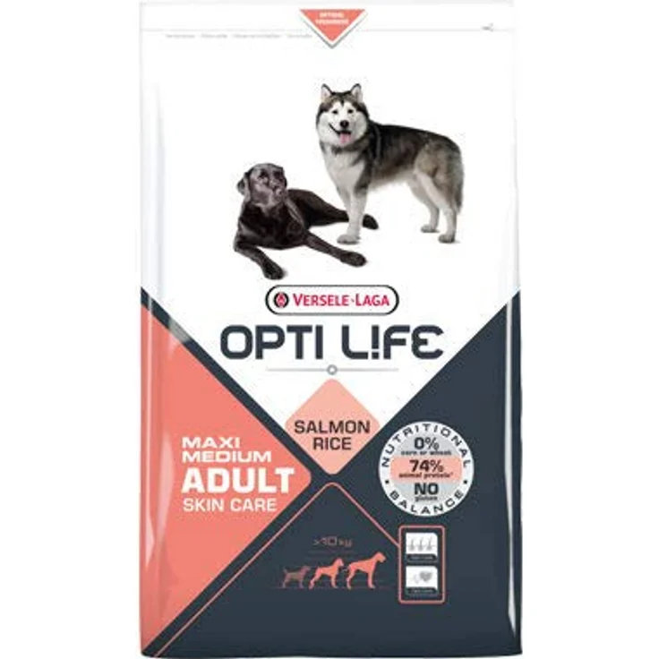 VERSELE-LAGA Opti Life Adult Skin Care Medium & Maxi, Hypoallergenes Trockenfutter für große und mittelgroße Hunde, 12,5 kg, für gesundes Fell und starke Gelenke – Bild 4