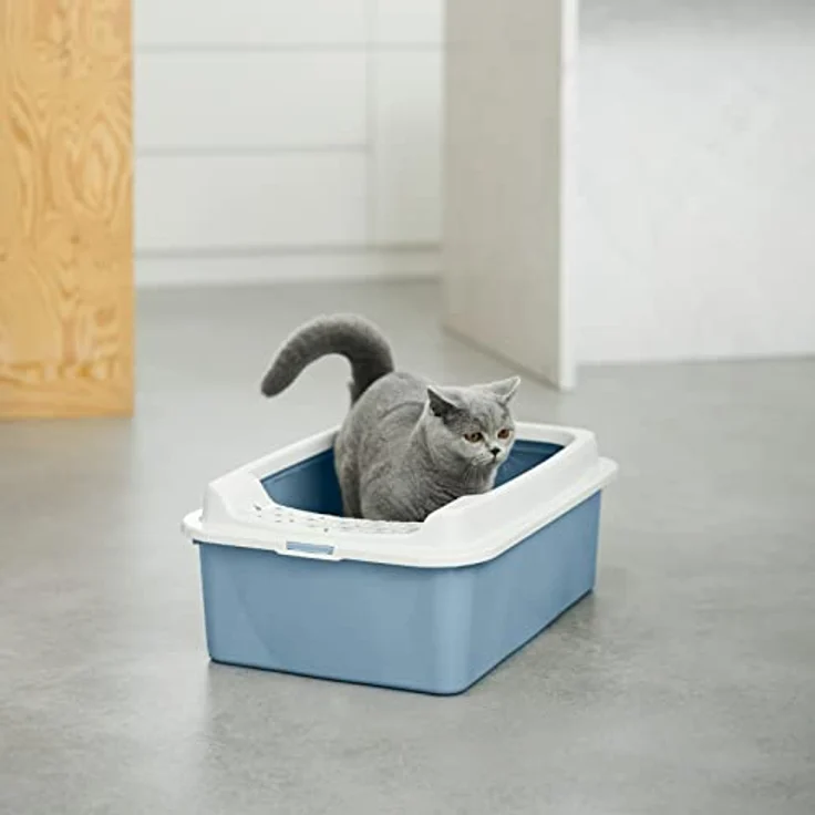 Rotho MyPet Bonnie Katzenklo mit Top-Eingang, Kunststoff (PP recycelt), blau/weiss, M, M (57,2 x 39,3 x 20,9 cm) – Bild 2