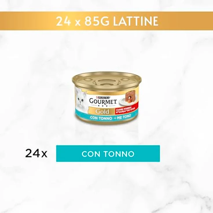 Purina Gourmet Gold Herz weich feucht Katze mit Thunfisch, zartes Mousse mit softem Herzen, 24 Dosen à 85 g – Bild 2