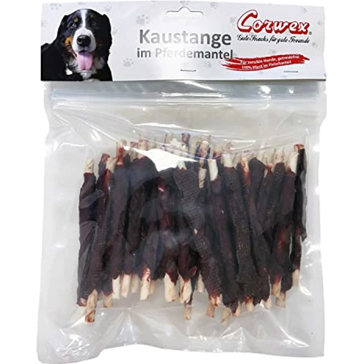 Corwex Kaustange im Pferdemantel, getreidefreier Hundesnack zur natürlichen Zahnpflege, 500g – Bild 2