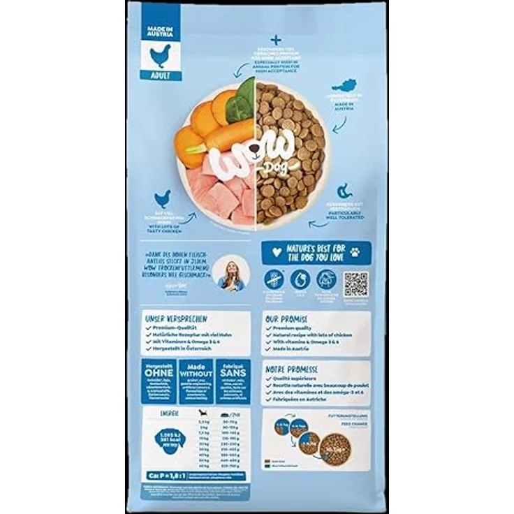 WOW Adult Huhn, Trockenfutter für Hunde, getreidefrei, 6 kg, reich an Omega-3 und -6 Fettsäuren, aus Österreich – Bild 2