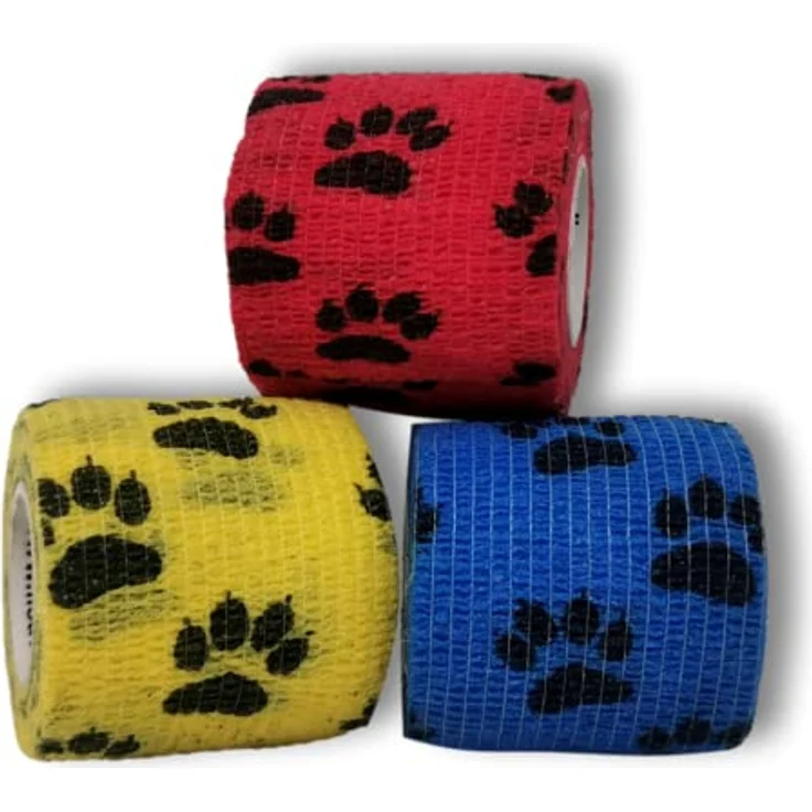 LisaCare Verband selbstklebend, Pflaster für Hunde, 3er-Set mit Pfoten Motiv, 5cm x 4,5m, atmungsaktives, rutschfestes und wasserfestes Verbandsmaterial – Bild 3